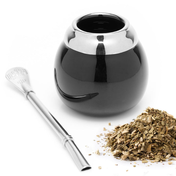 balibetov Keramik Yerba Mate Tee Set (Mate Becher - 200 ml) | Inklusive 1 Bombilla (Strohhalm) für M