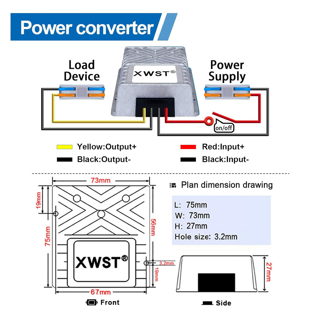 DC DC Wandler 12V auf 48V Spannungswandler 3.5A 168W mit Schnellverbinder Kabelverbinder, DC Step Up
