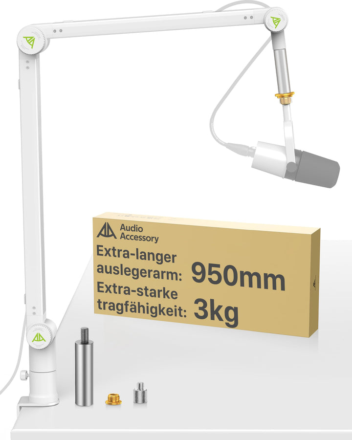 Mikrofon Arm, Max. 3 KG Traglast Mikrofonarm Kompatibel mit Shure SM7B, MV7+ & Co. Gear-Lock für rut