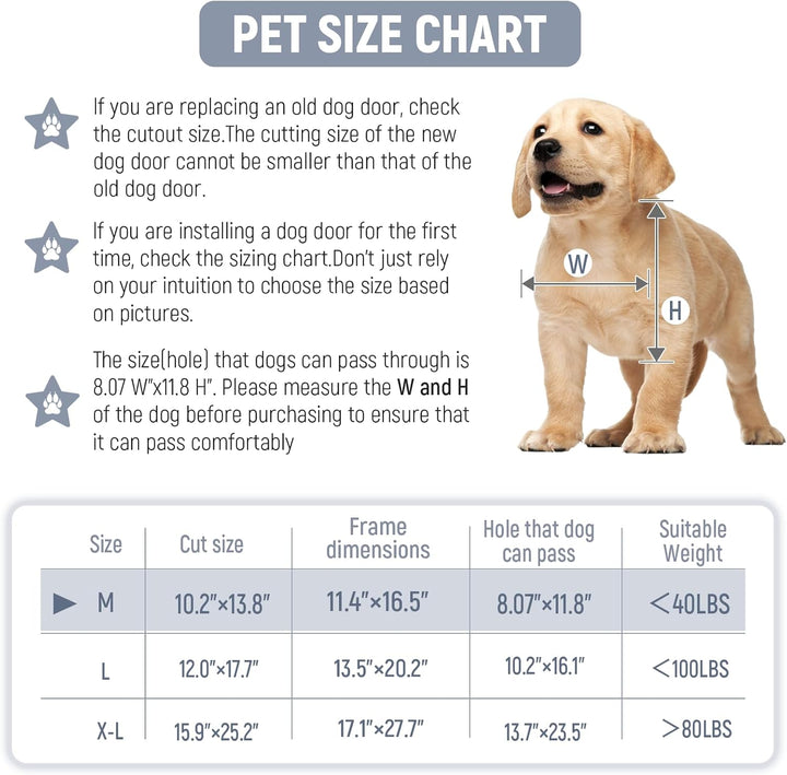 Robuste Aluminium-Hundetür mit Schloss, 3 Klappen, isolierte Hundetüren mit Installationsanleitung (