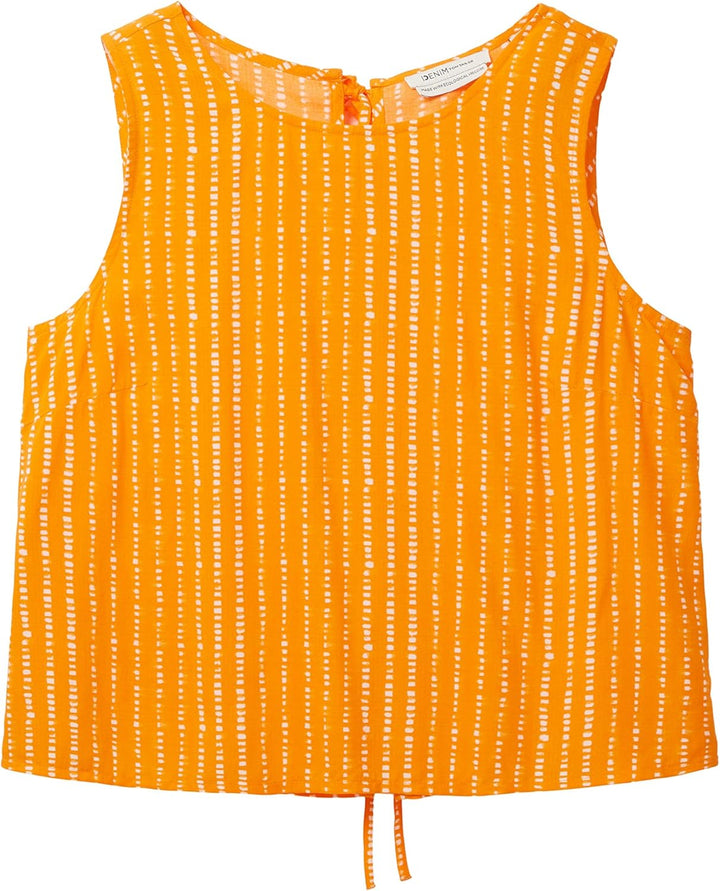 TOM TAILOR Denim Damen Blusen Top mit Bindedetail & Muster S 31713 - Mango Batik Vichy Print, S 3171