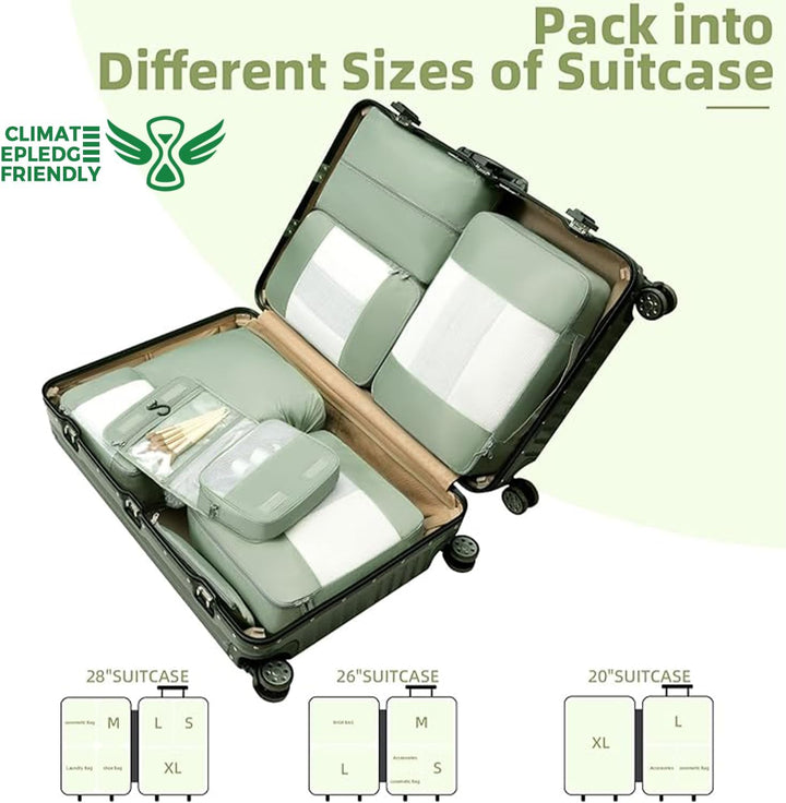 BAGAIL 8er-Set Packwürfel in verschiedenen Grössen Packorganizer für Reisezubehör Handgepäckkoffer –
