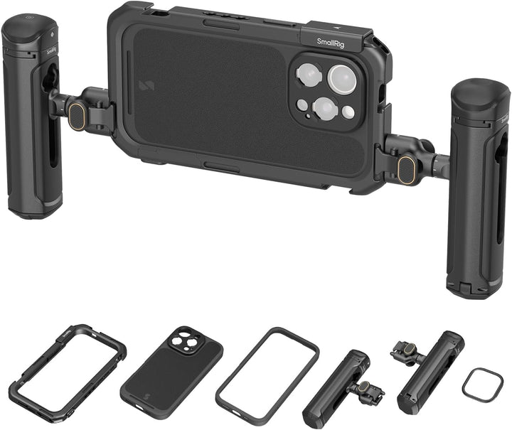 SMALLRIG Phone Video Cage Dual Handheld Kit für iPhone 16 Pro Max, Phone Rig mit kabellosem Quick Re