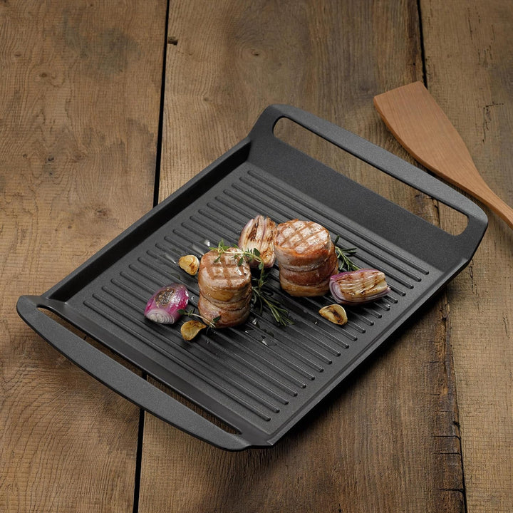 kela 11564 Grillplatte für den Herd, Aluguss 5 mm, Induktionsgeeignet, 30 x 24 cm, Kerros Grill-Plat