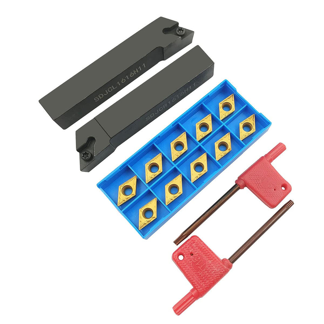 1,6 cm Bohrstange SDJCR1616H11 + SDJCL1616H11 Drehmaschine Aussendrehwerkzeughalter mit 10 Stück DCM