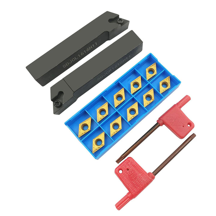 1,6 cm Bohrstange SDJCR1616H11 + SDJCL1616H11 Drehmaschine Aussendrehwerkzeughalter mit 10 Stück DCM