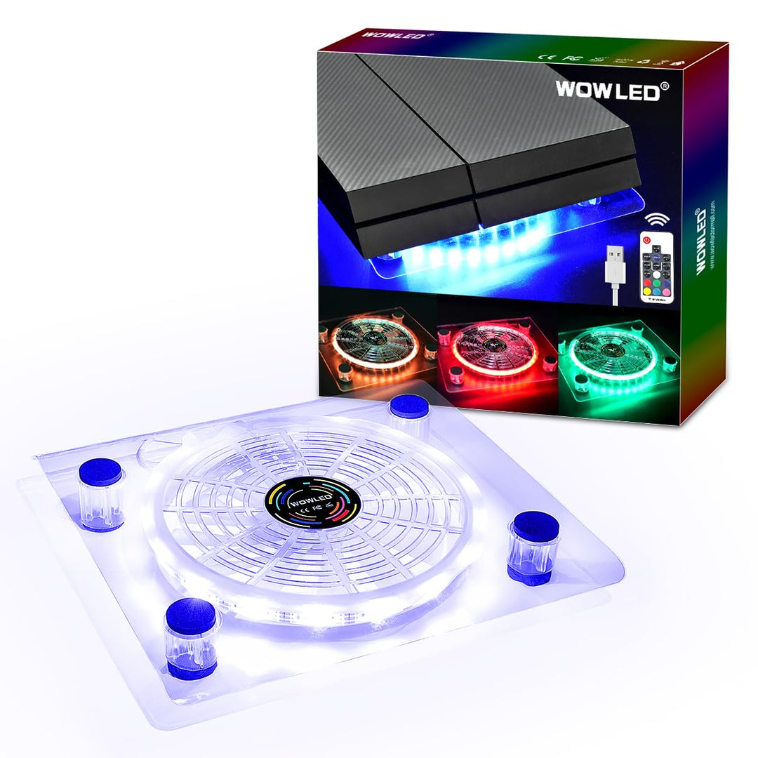 WOWLED USB RGB LED PS4 Kühler Kühlung Fan Pad Stand Zubehör mit Wireless Remote Controller für PS4 P