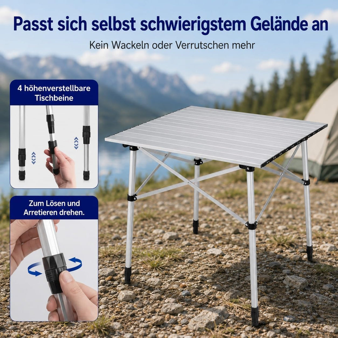 High Peak Campingtisch klappbar, 70x70x70cm Aluminium Picknicktisch Outdoor, 70x70x70cm
