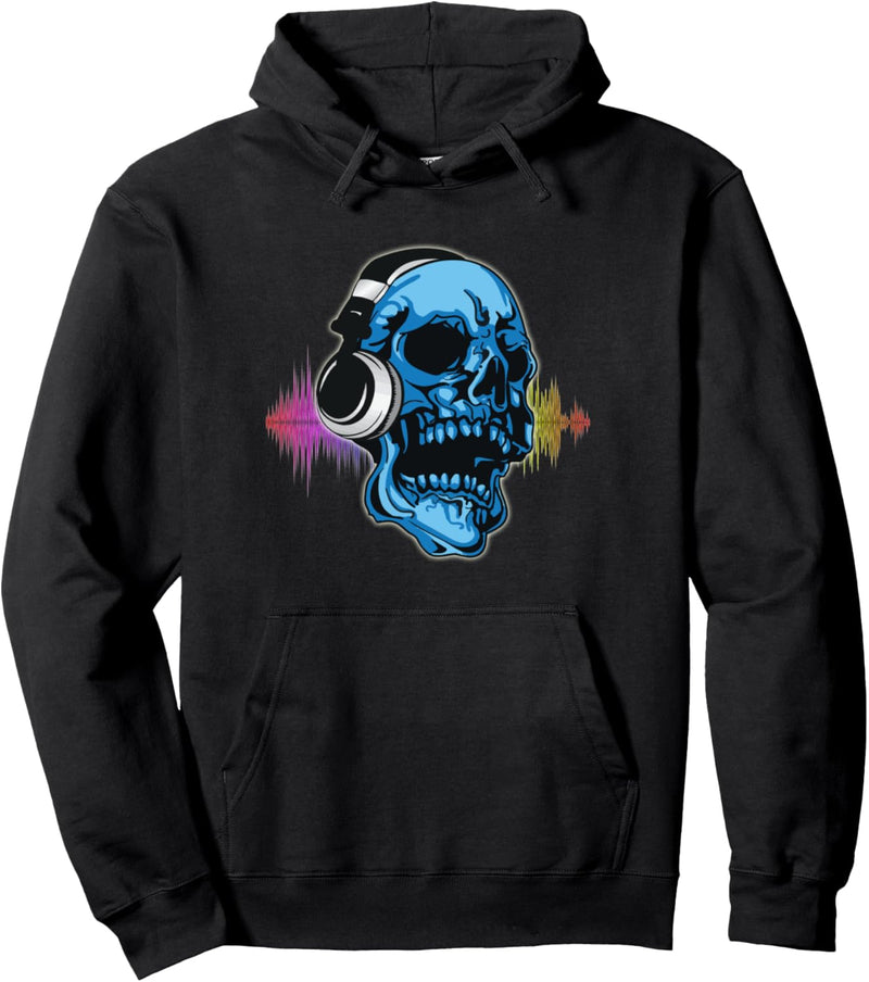 Bunte Schädel mit Kopfhörer Pullover Hoodie