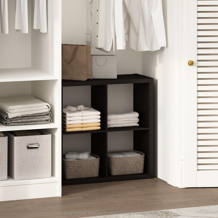 Furinno Cubic Offenes Rückwand-Multifunktionsregal für Kleidung &amp; Schrankaufbewahrung, 4-Fächer, Dun