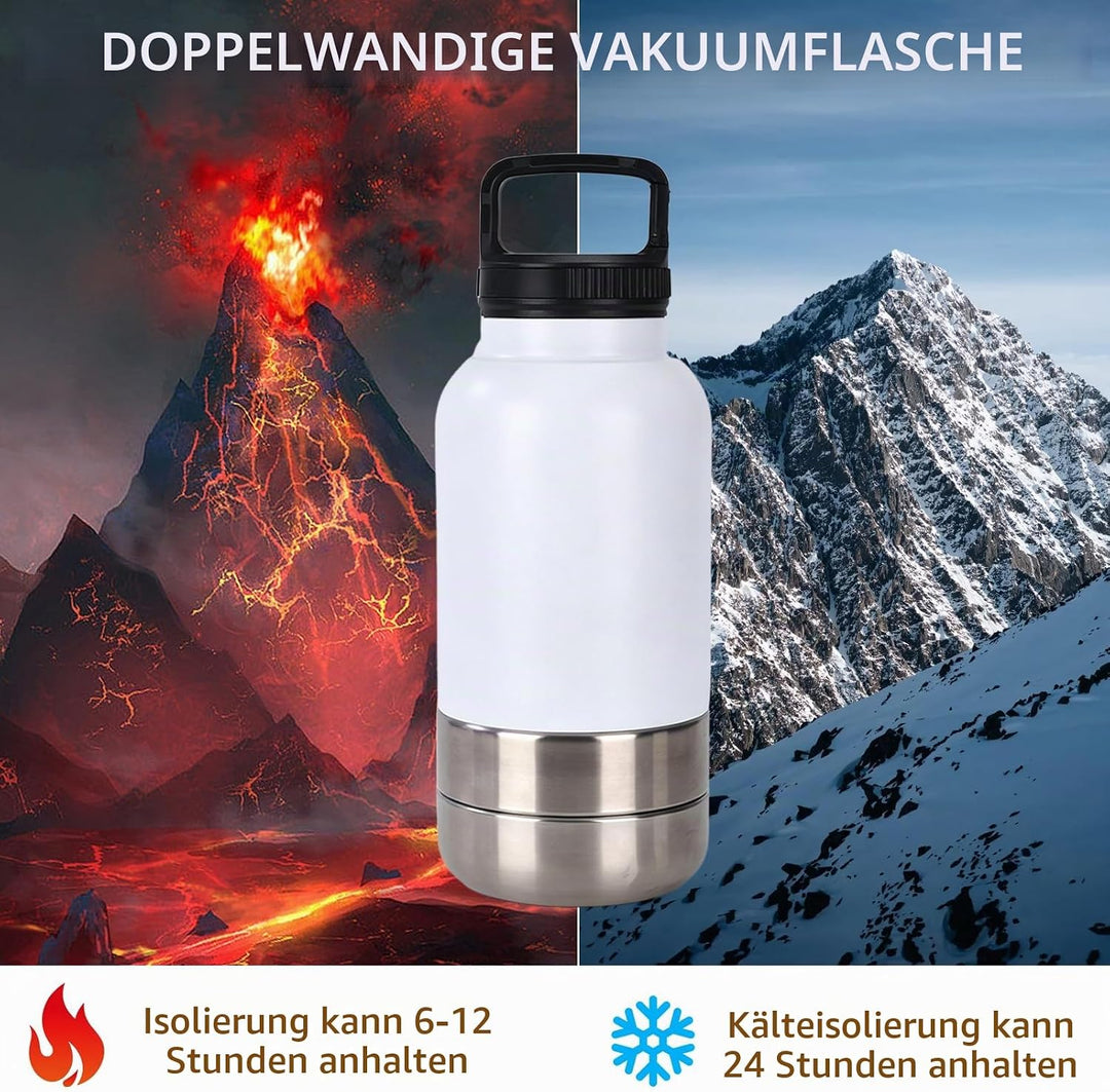 Trinkflasche Hunde für Unterwegs, 1000ml Reiseflasche für Hunde &amp; Katzen aus Edelstahl, Isolierter W