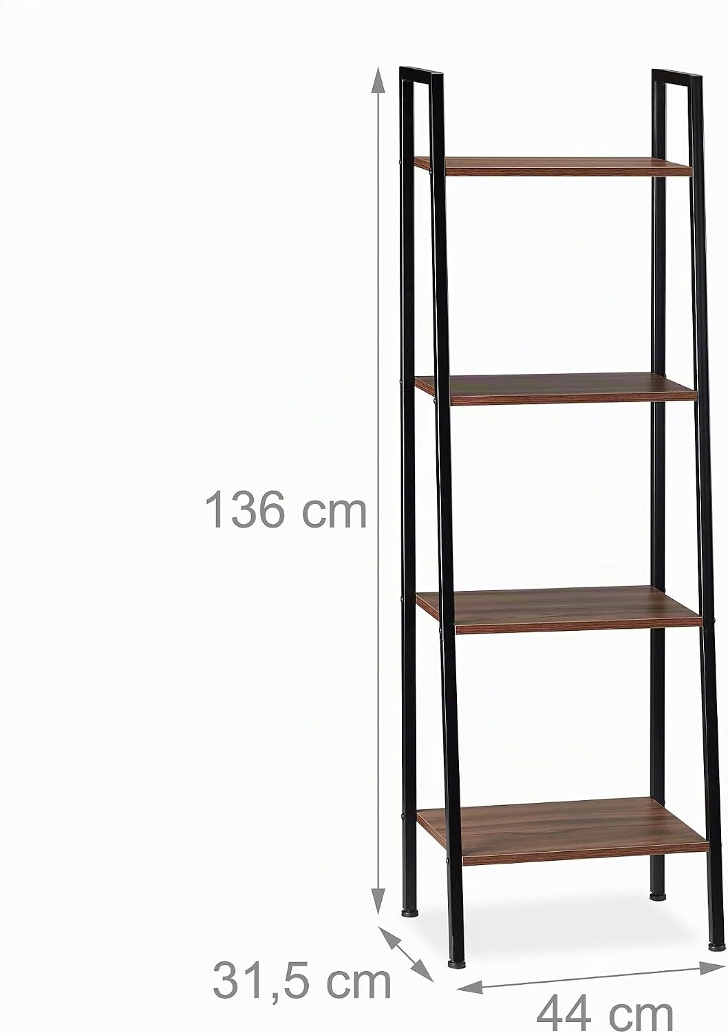 Relaxdays Standregal, modernes Leiterregal m. 4 Ablagen, Pflanzen, Bücher &amp; Deko, Vintage, HBT 136 x