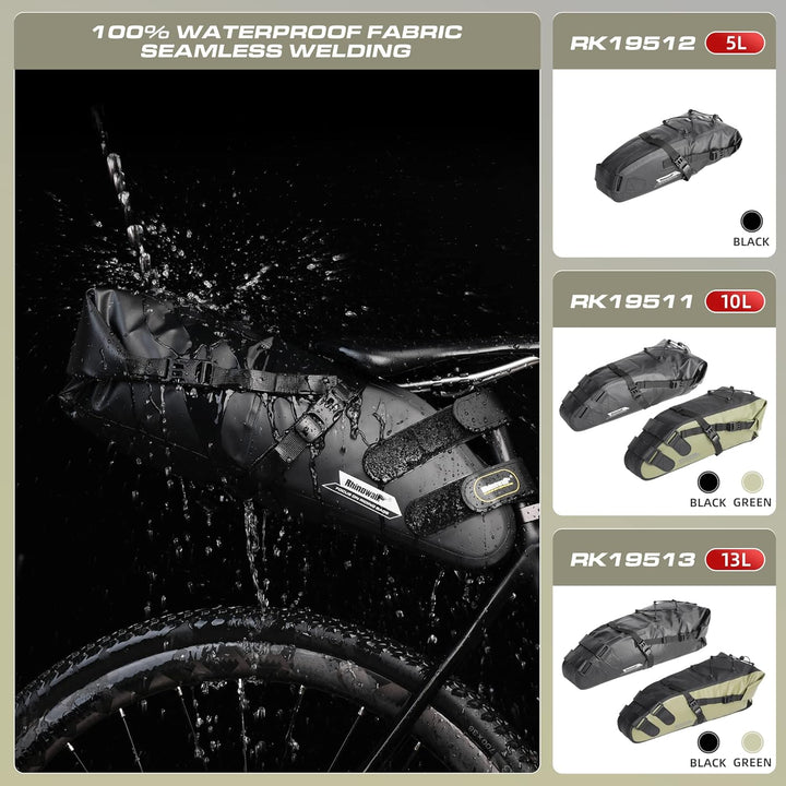 Rhinowalk Fahrrad Satteltasche Wasserdicht 1.5/5/10/13L Fahrradtasche Sitztasche für Outdoor Fahrräd