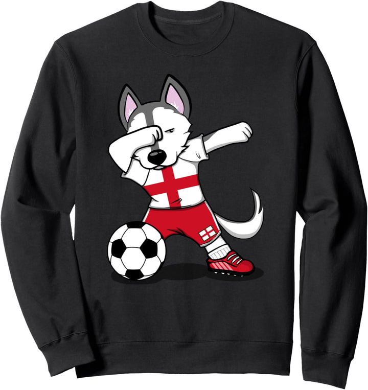 Dabbing Husky England Soccer Fans Trikot Englisch Fussball Sweatshirt