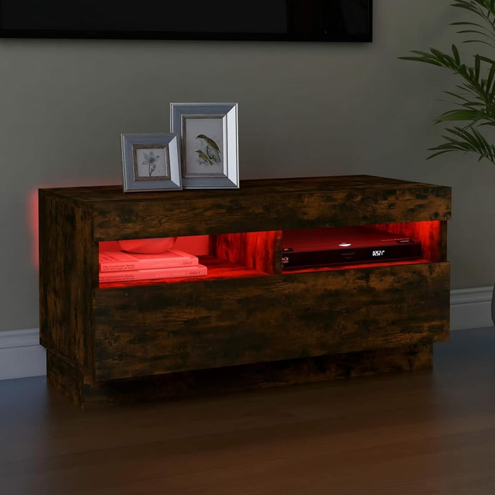 Tidyard TV Schrank mit LED-Leuchten HiFi Schrank Medienschrank TV Ständer Fernsehtisch Fernsehschran