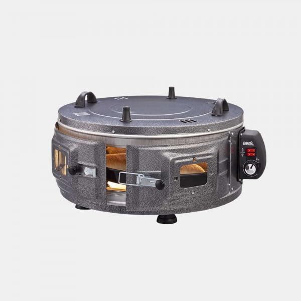 AKEL Elektro-Rundbackofen AF016 Mini-Backofen Pizzaofen tragbar (Silber), Silber