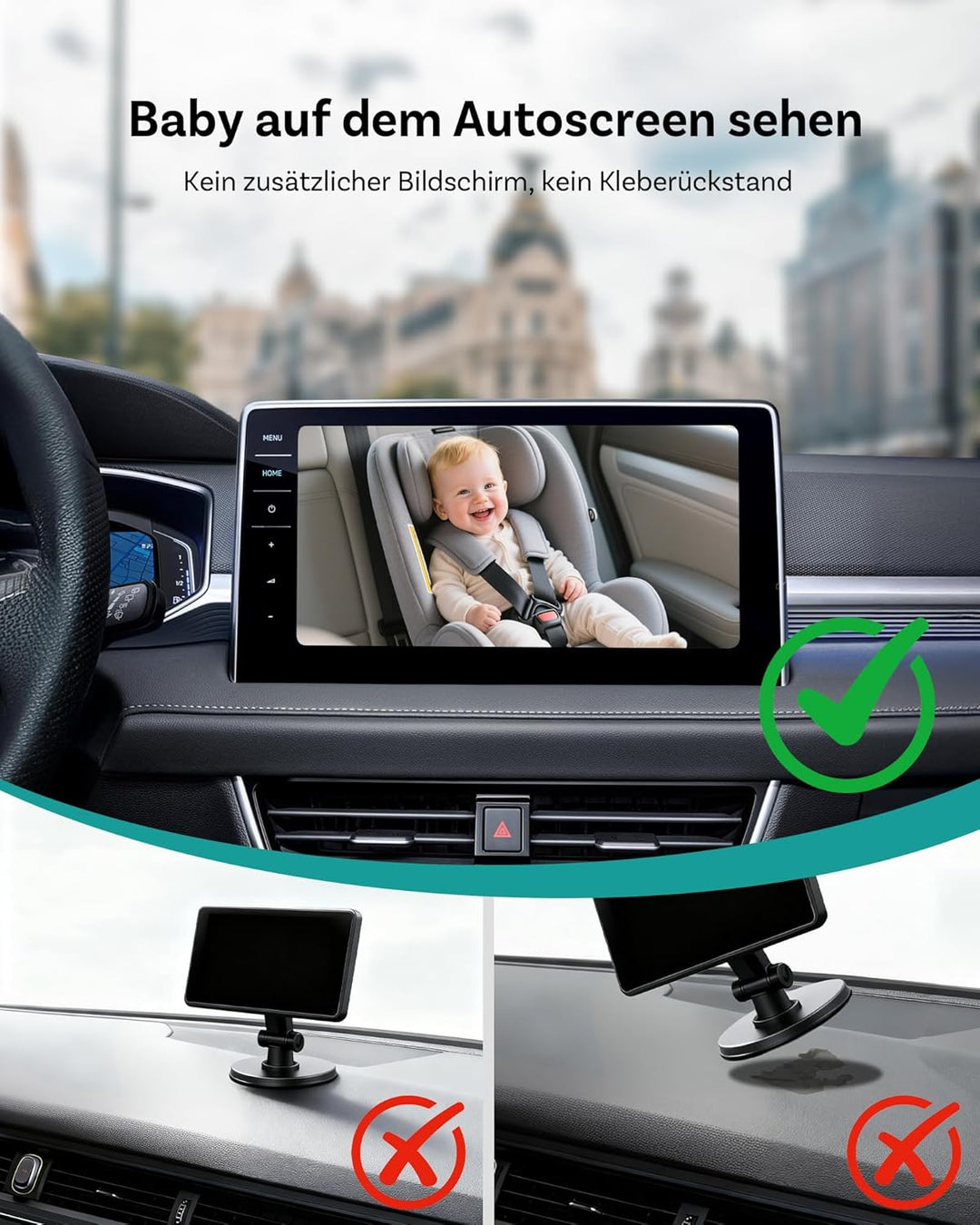 Ottocast Cabin Care CarPlay Adapter 2026, Ottocast Mini 1080P Rücksitz Kamera, USB-A Plug & Play, Nu
