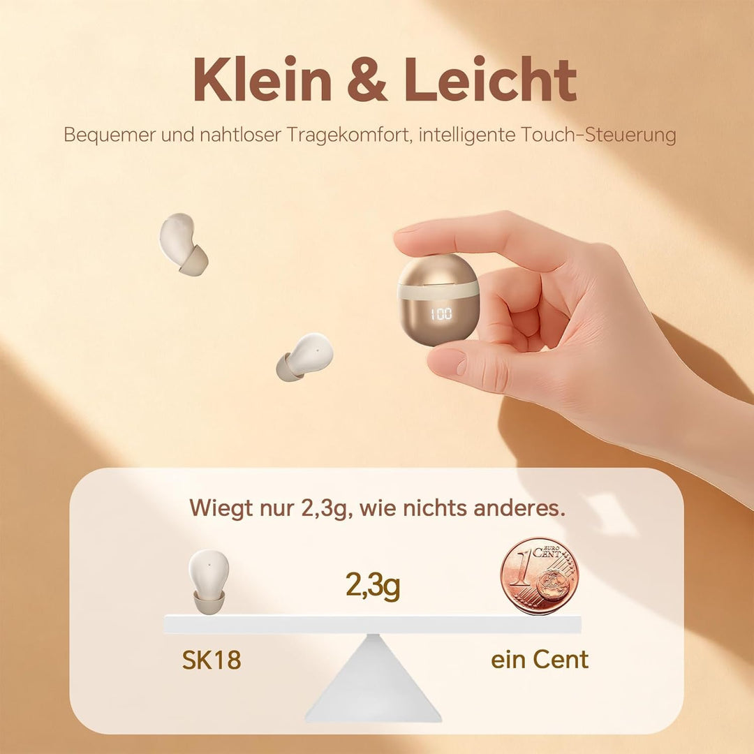 Mini unsichtbare Kopfhörer Bluetooth kabellos in Ear kleinste drahtlose schnurlose Ohrhörer Wireless