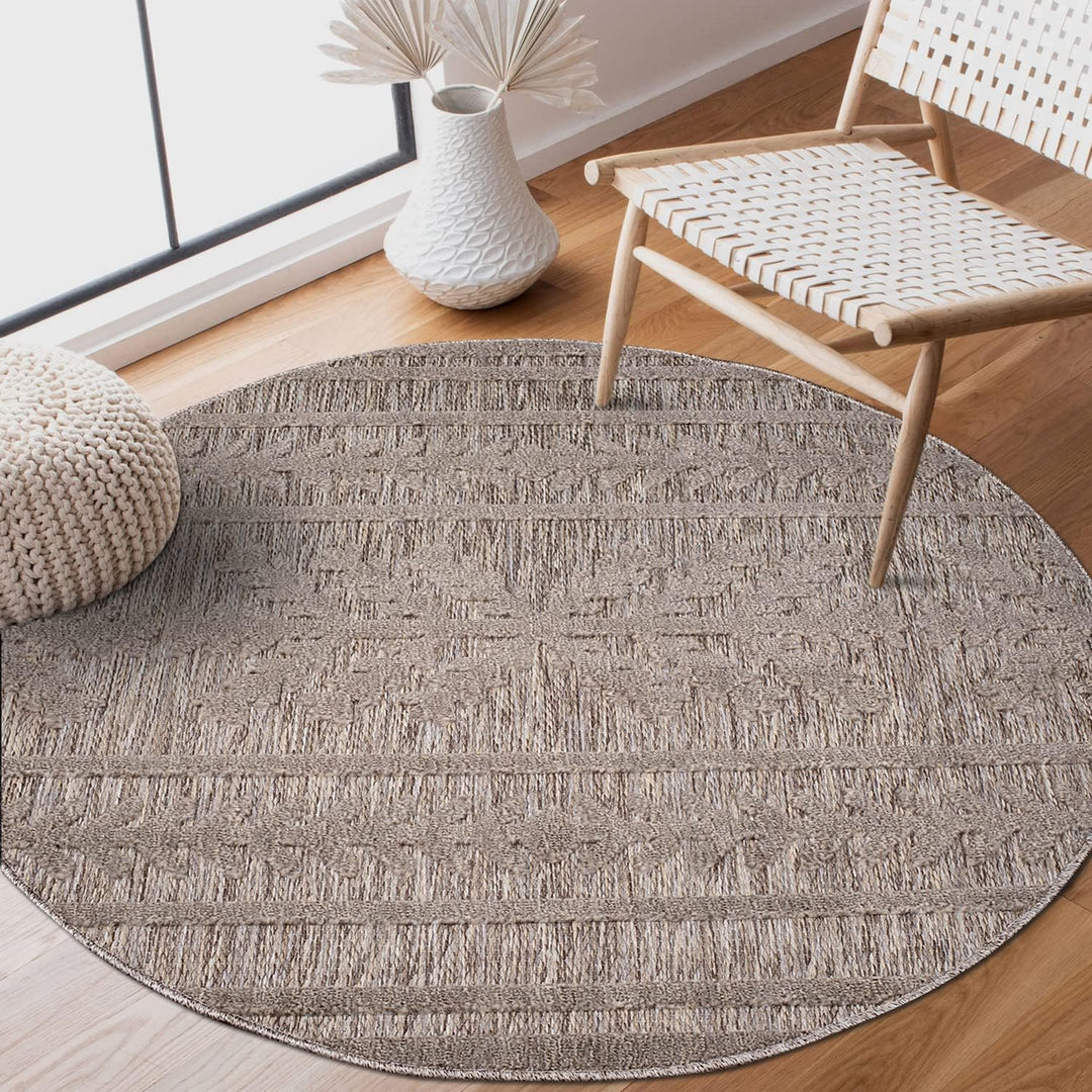 carpet city In-& Outdoor Teppich - Rund 120 cm - für Innen-& Aussenbereich - Wetterfest Balkon-Teppi
