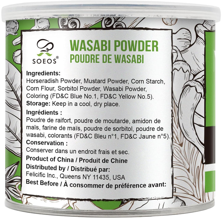 Soeos Premium Wasabi Pulver 227 g mit echtem Wasabi Grade AAA Pulver Wasabi Pulver für Sushi Sushi P