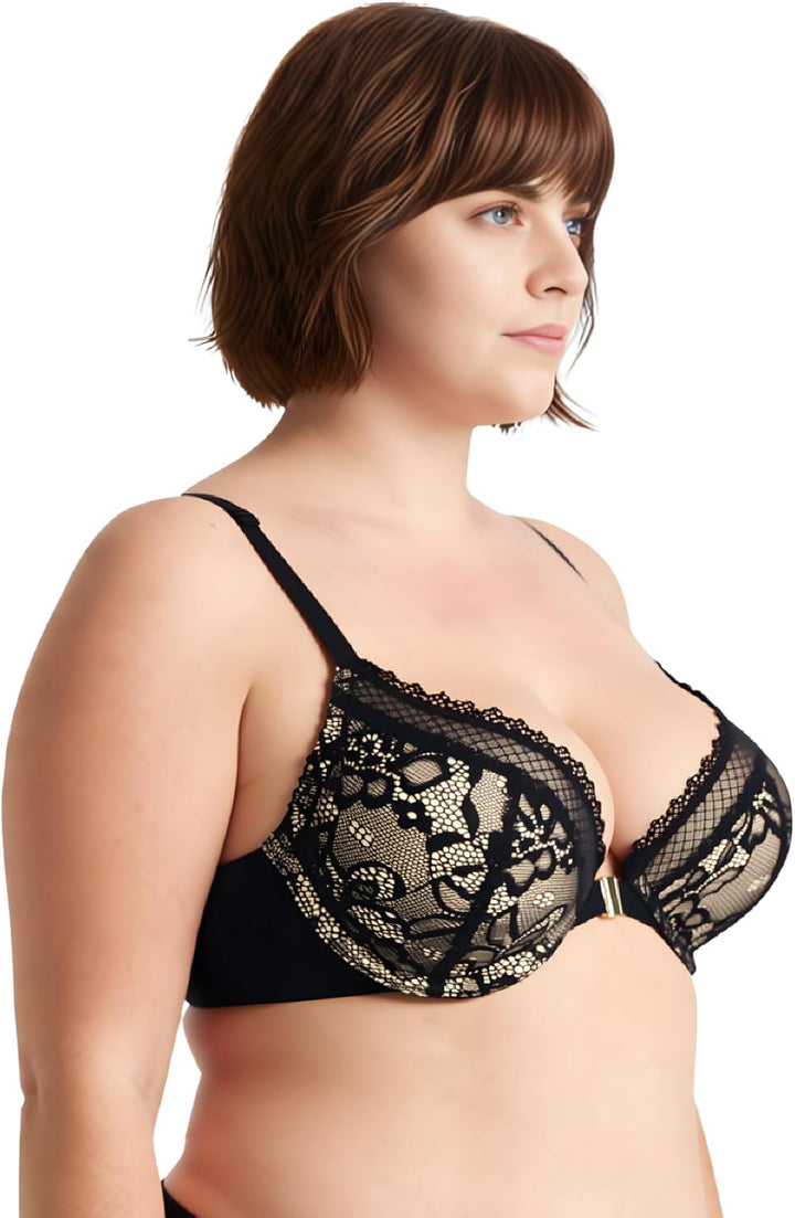 Curve Muse Damen Übergrösse Bügel Hochdrücken 1 Tasse hinzufügen Bügel Perfekte Form Spitzen-BHS 70B