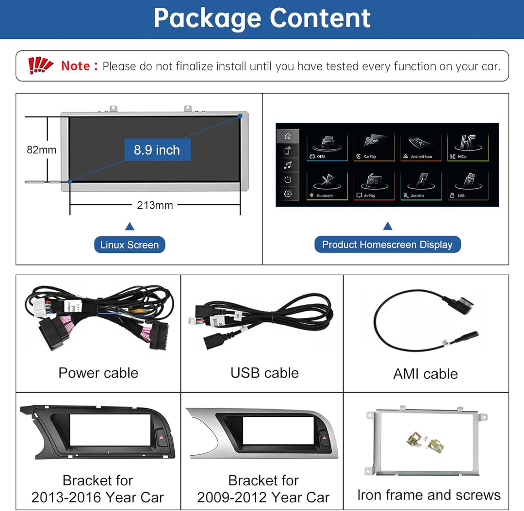 Road Top 8,9 Zoll Autoradio Drahtlos CarPlay Touchscreen für Audi A4 2009-2015 Jahr mit 3GMMI, Autor