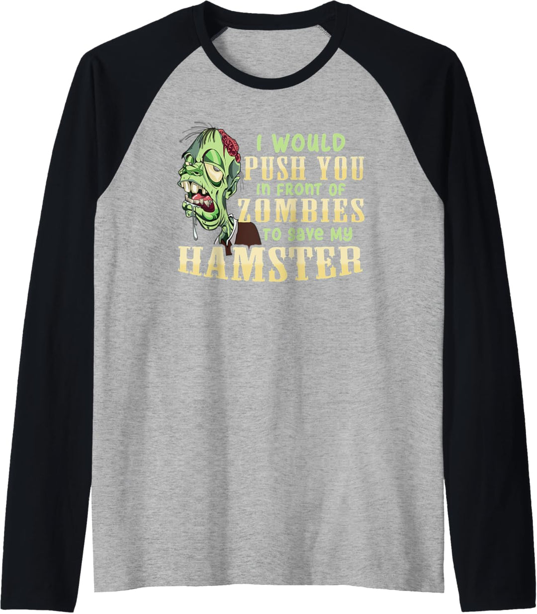 I Will Push You In Front of Zombies to Save My Hamster Funny Raglan