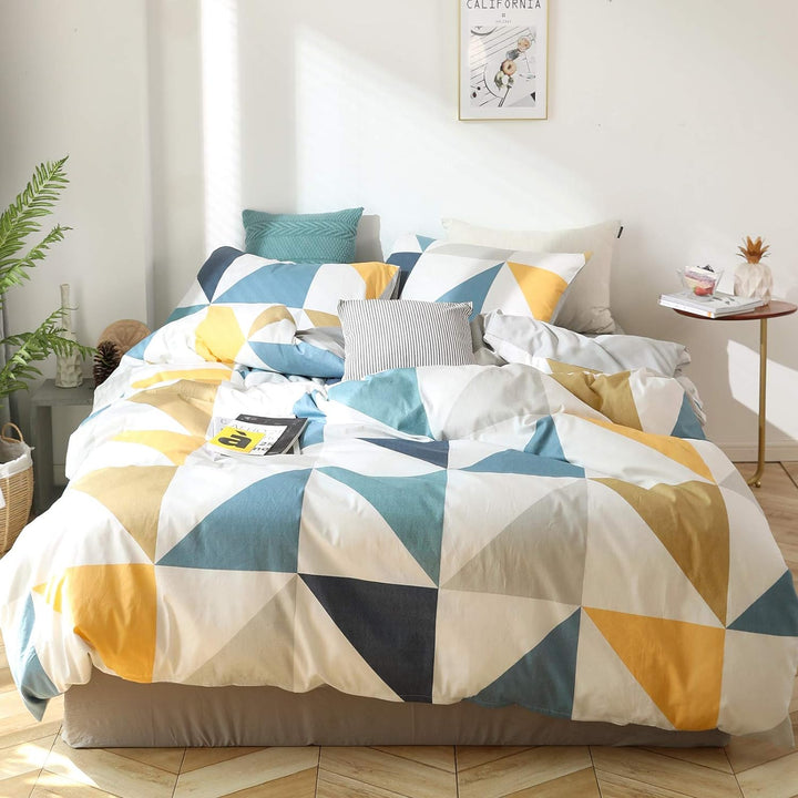 GETIYA Luxus Bettwäsche 220x240 Baumwolle Damen Herren Geometrische Bettwäsche Kontrast Farbe Bettwä