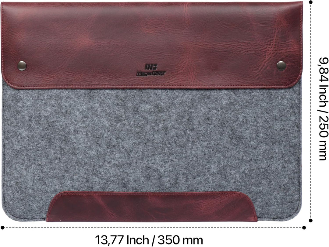 MegaGear MacBook-Tasche aus echtem Leder und Fleece, Laptop-Hülle für MacBook Pro und MacBook Air Hü