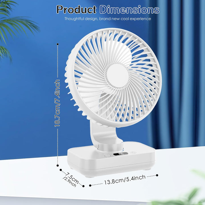 Mini Tischventilator Leiser, 120°Oszillation, 4 Geschwindigkeiten, USB Ventilator mit Akku 4000mAh,