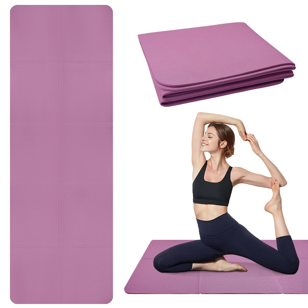 Faltbare Yogamatte,Tragbare Fitnessmatte,Reiseyogamatte, rutschfeste Sportmatte aus TPE für Pilates,