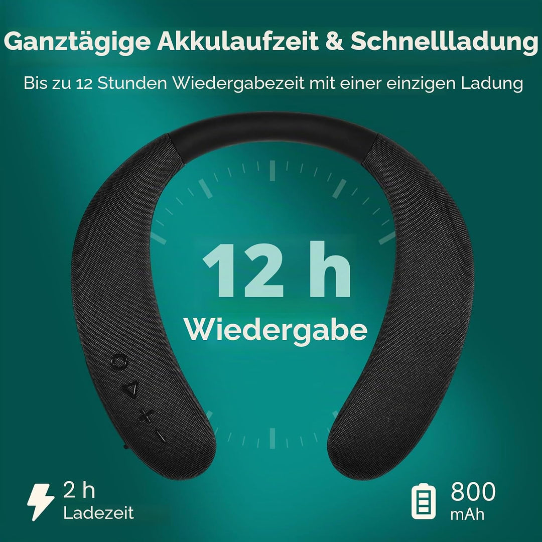 AURTEC Kabelloser Nackenlautsprecher, Bluetooth 5.4, tragbarer Nackenbügel-Lautsprecher, 12 Stunden