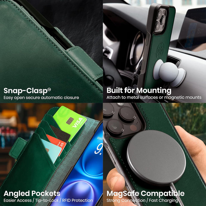 Dreem Fibonacci iPhone 15 Pro Max Brieftaschen-Etui / 2-in-1 stossfestes Etui und abnehmbares Folio