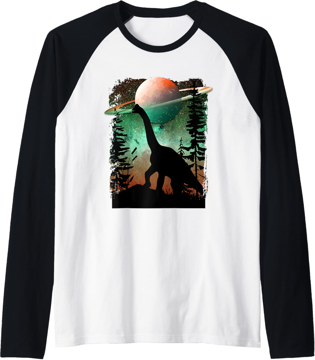 Brontosaurus Dinosaurier Sci-Fi Galaxy Star Night Nature Raglan