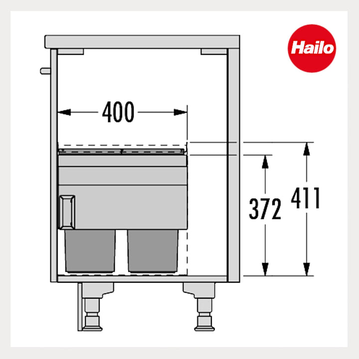 Hailo Abfallsammler 3608611 | Cargo Aqua Abfalltrennsystem für Spülenunterschrank | Trennung in 28 L