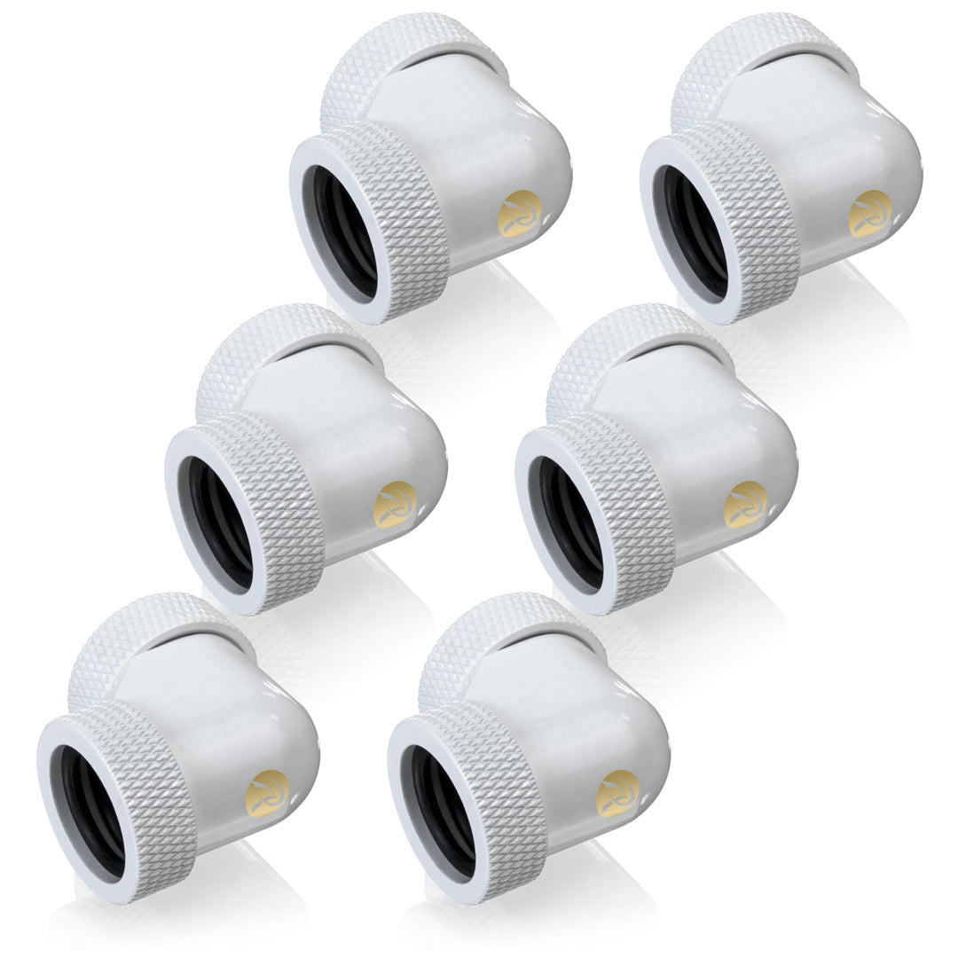 Raijintek PELIAS Weiss - D160906 G1/4" 16mm OD 90° Messing Hartrohr-Anschlüsse für PC-Wasserkühlung,