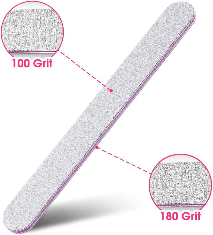 Forever Speed 50 Stück Nagelfeile 180/100 Nagelfeilen-Doppelseitige Schleiffläche-Material Schmirgel