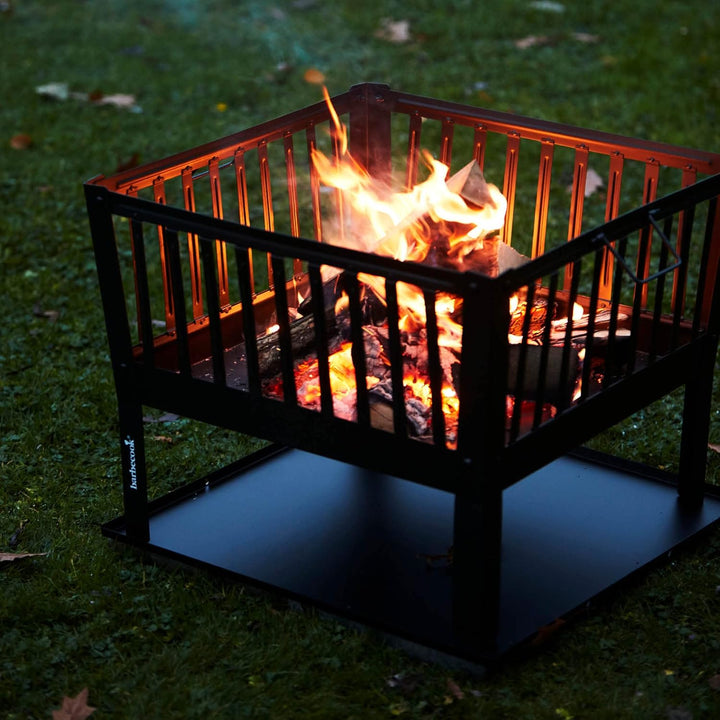 Barbecook Feuerkorb für Holzfeuer eckig lackierter Stahl lang 62-cm breit und 48.5 cm hoch, schwarz