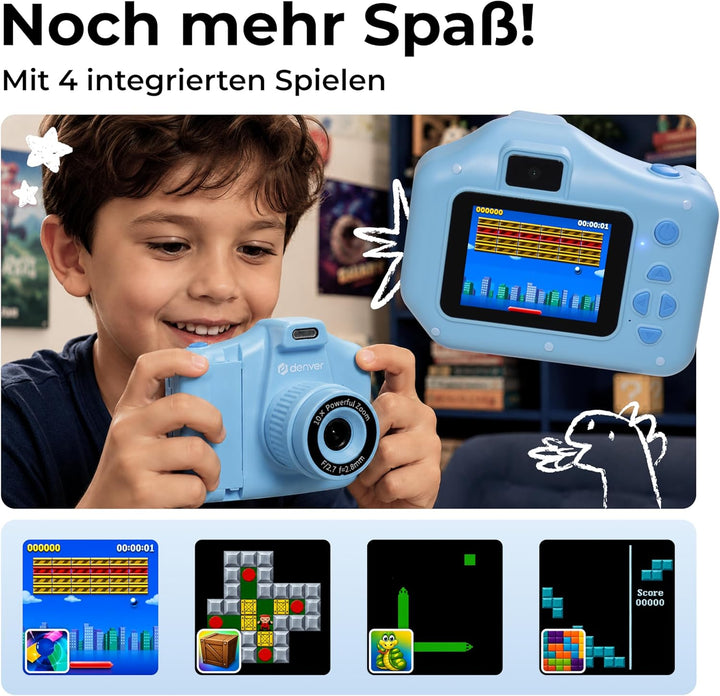 Denver KPC-1370BU Sofortbildkamera Kinder mit 2,8" Display | Sofortdruck Kamera für Kinder | Kinderk