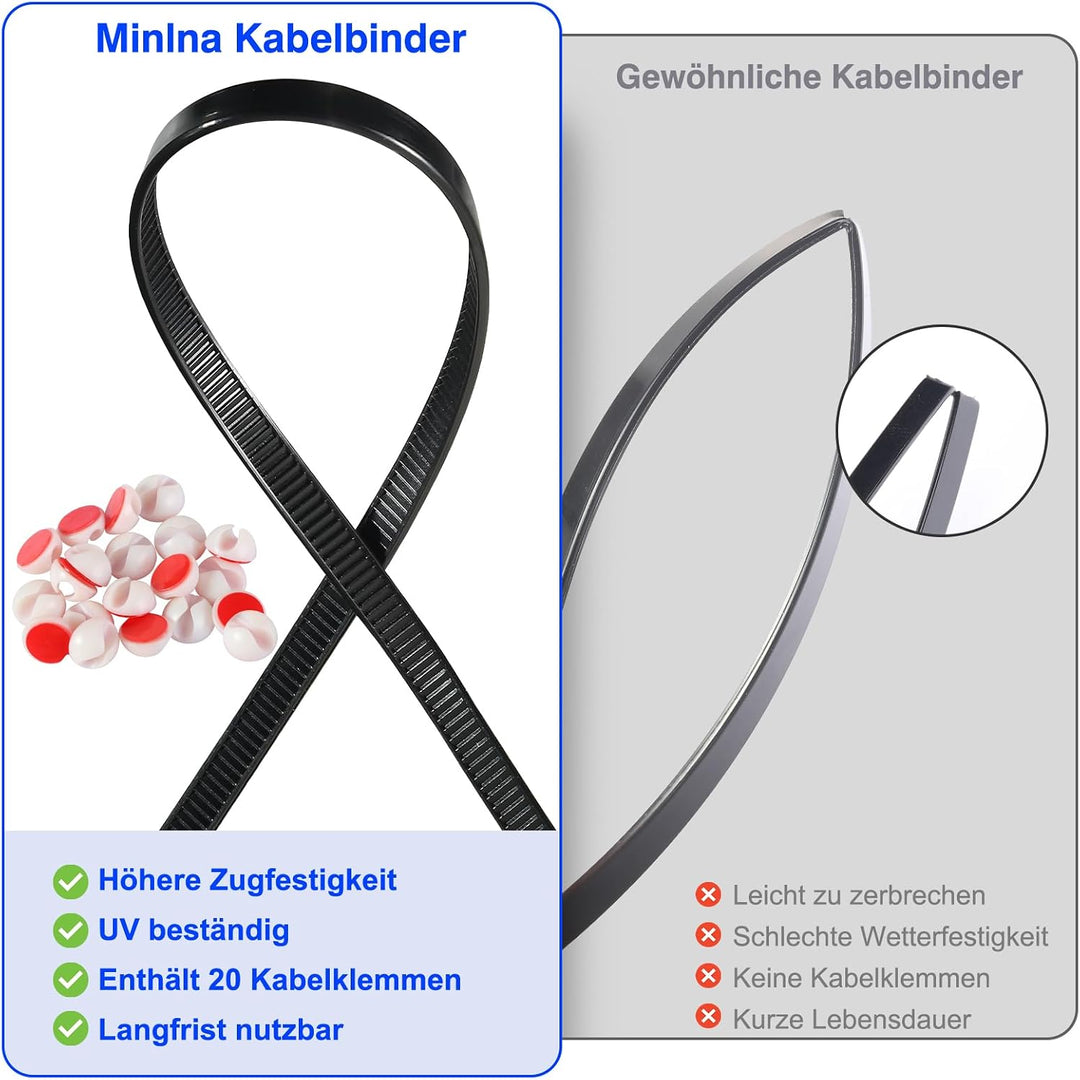 Kabelbinder 200/300 mm x 4,8 mm, 1000 Stück, 25 kg Zugfestigkeit 200/300mm × 4.8mm - 1000 Stück, 200