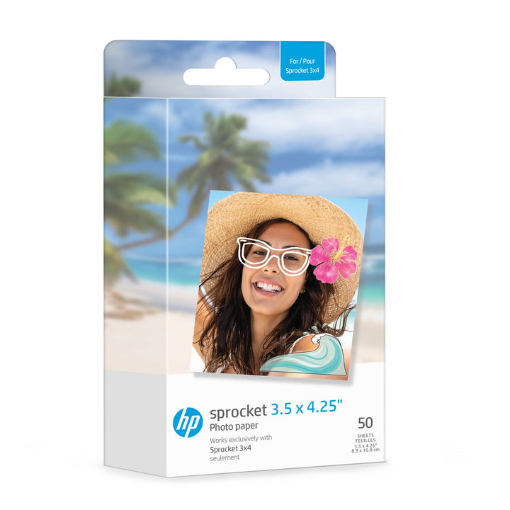 HP Sprocket Fotopapier mit klebender Rückseite, 8,9 x 10,8 cm, kompatibel mit HP Sprocket 50 Stück F