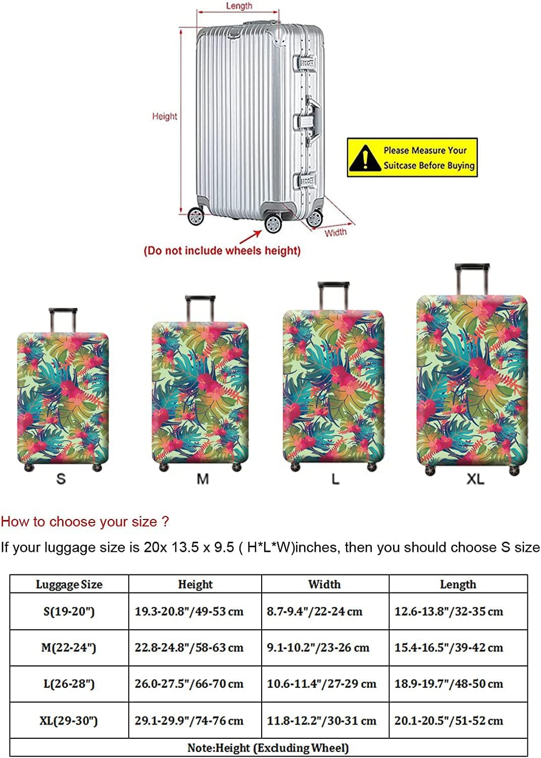 Reise Gepäck Abdeckung, Koffer Protector Tasche passt 29-30 Zoll Gepäck Colorfulmaple Multicolor XL: