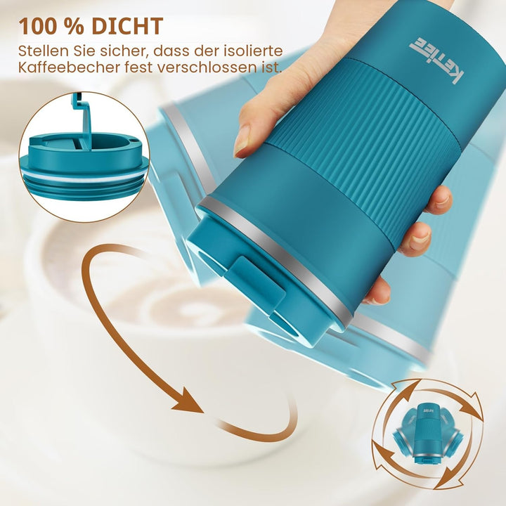 KETIEE Kaffeebecher to go,510ml Thermobecher Kaffee-to-go,Kaffeebecher Thermo,Doppelwandig Reisebech