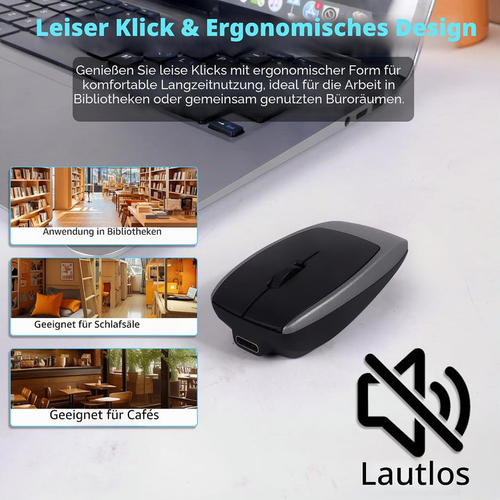 Bluetooth Maus, Upgrade Mini Kabellose Mouse zum Einsetzen einer TF-Karte, 2-in-1 Maus und TF-Karten