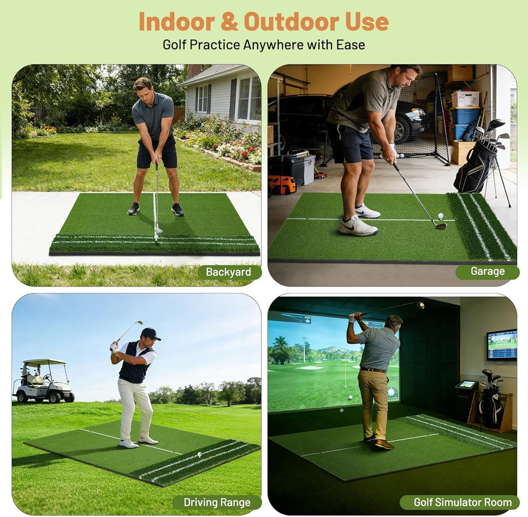 152x121cm Golf Abschlagmatte, Golf Übungsmatte Kunstrasen, Faltbar Golfmatte, 3 Gummi-Tees, 7 Abschl