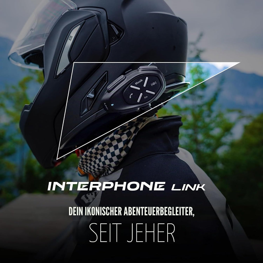 Interphone LINK - Einzelpack - Bluetooth-Kommunikationssystem für Motorräder - Bis zu 2 Reiters, 300