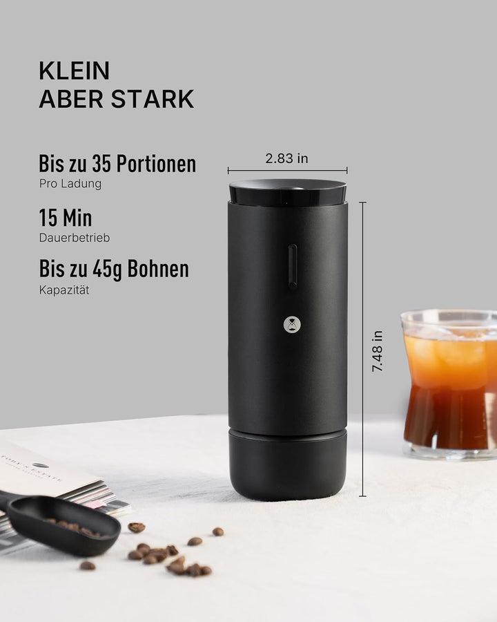 TIMEMORE Elektrische Kaffeemühle Whirly 01S, Tragbares Kegelmahlwerk mit 30 Mahlstufen Espresso/Pour