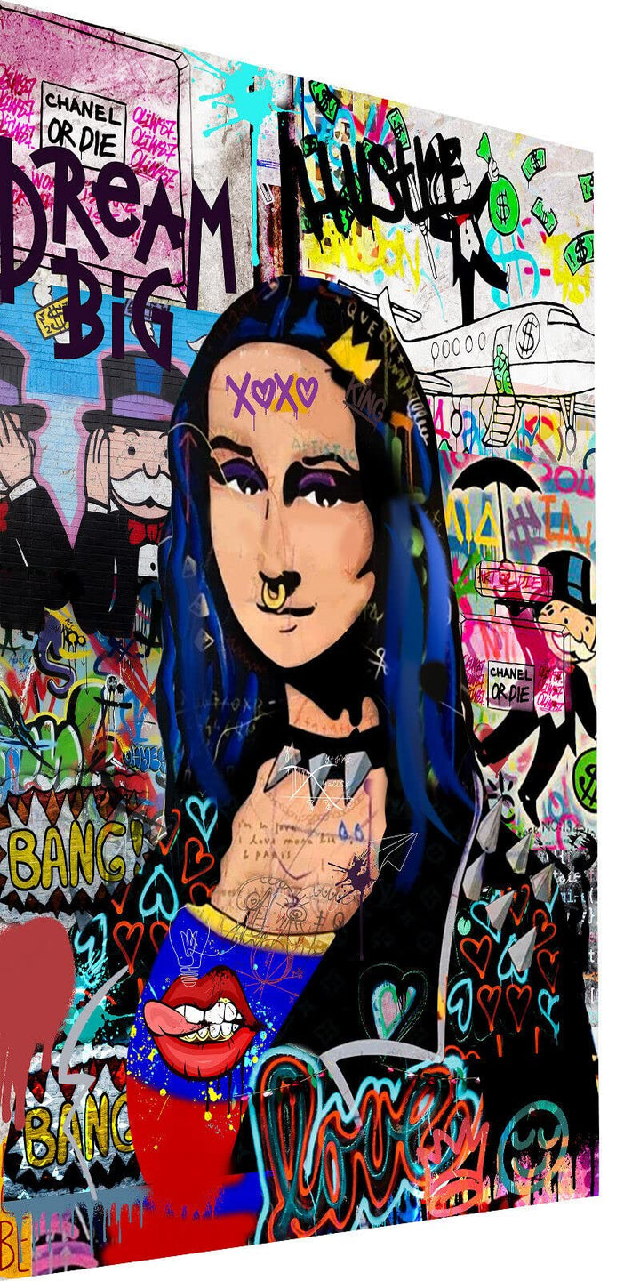 Magic Canvas Art Mona Lisa Graffiti Pop Art Leinwandbild 1- teilig Hochwertiger Kunstdruck Wandbilde