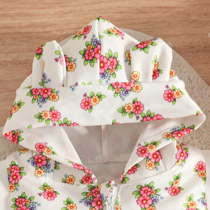 Kleinkind Baby Mädchen Outfits Top mit Hasenmotiv Geblümte Weste Hose 6-9 Monate Weiss, 6-9 Monate W
