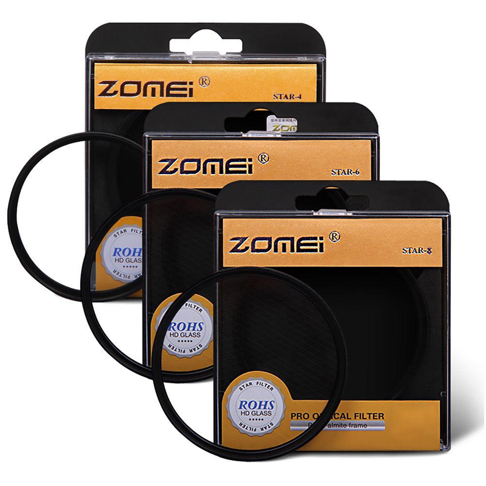 Zomei 82mm 3 Stück 4 +6 +8 Punkt Sternfilter Objektiv Star Filters Filter Kit für Nikon D3300 D3200